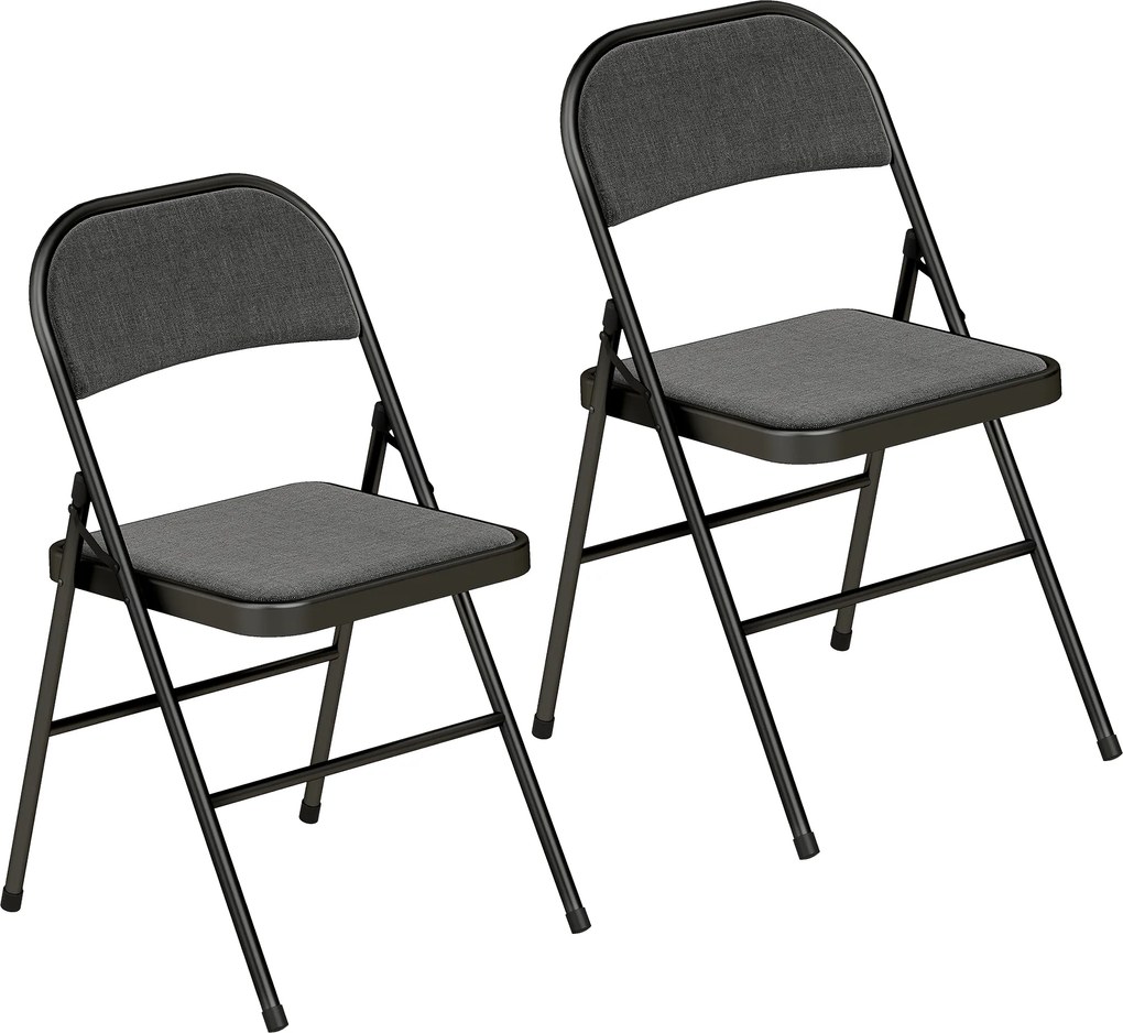 HOMCOM Conjunto de 2 cadeiras dobráveis cadeiras de jantar portáteis estrutura em aço dim. 45l x 46P x 78H cm preto | Aosom Portugal