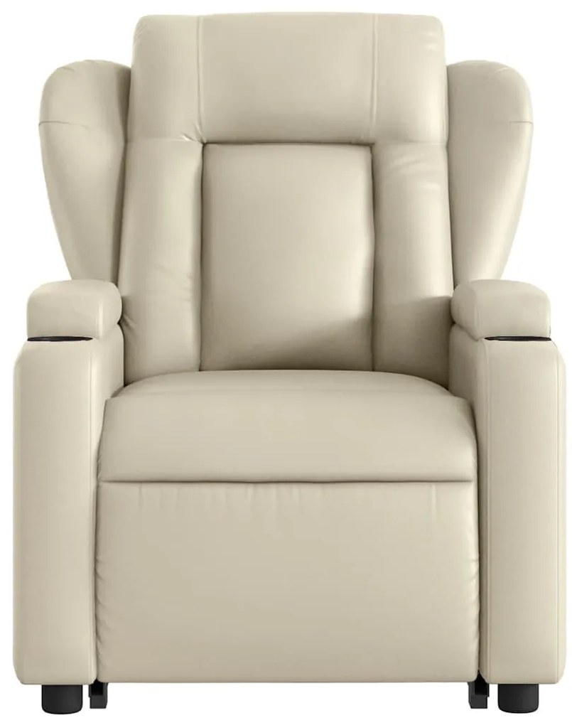 Poltrona reclinável de massagens couro artificial cor creme