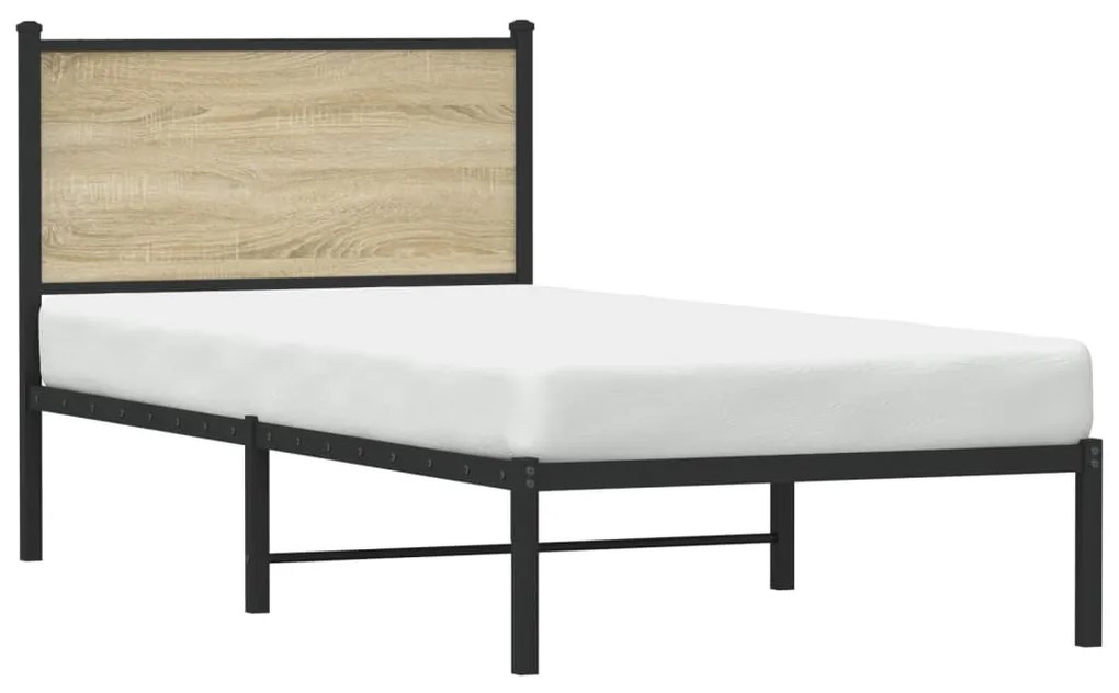 Estrutura de cama com cabeceira 90x200 cm metal carvalho sonoma