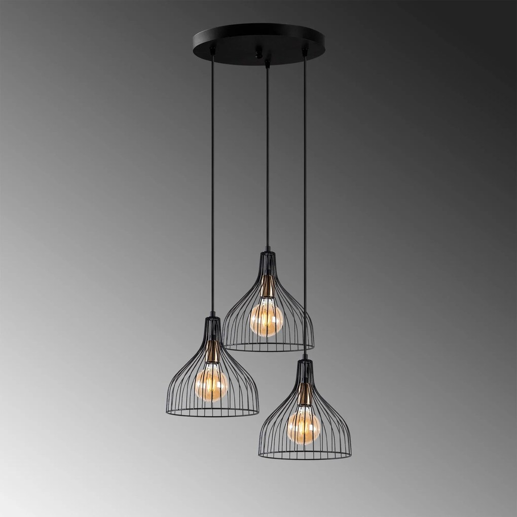 Candeeiro de Teto Chandelier Cafu – Preto Antigo – 49 x 49 x 121 cm