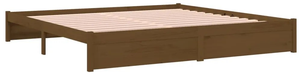 Estrutura de cama 200x200 cm madeira maciça castanho mel