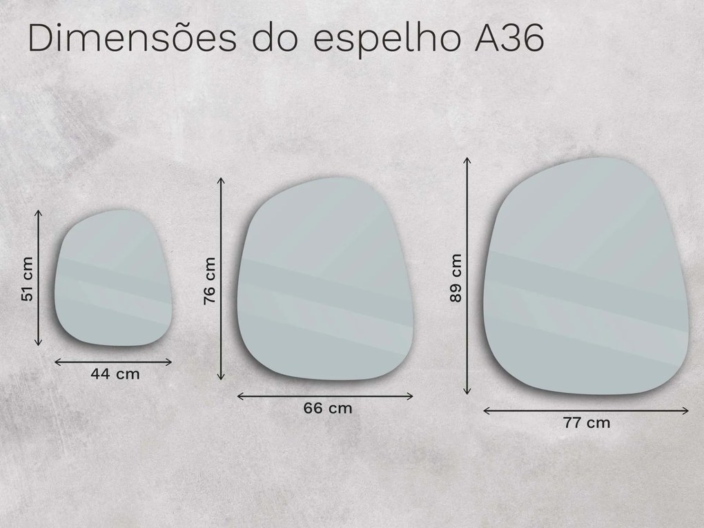 Espelho LED orgânico com iluminação A36 44×51