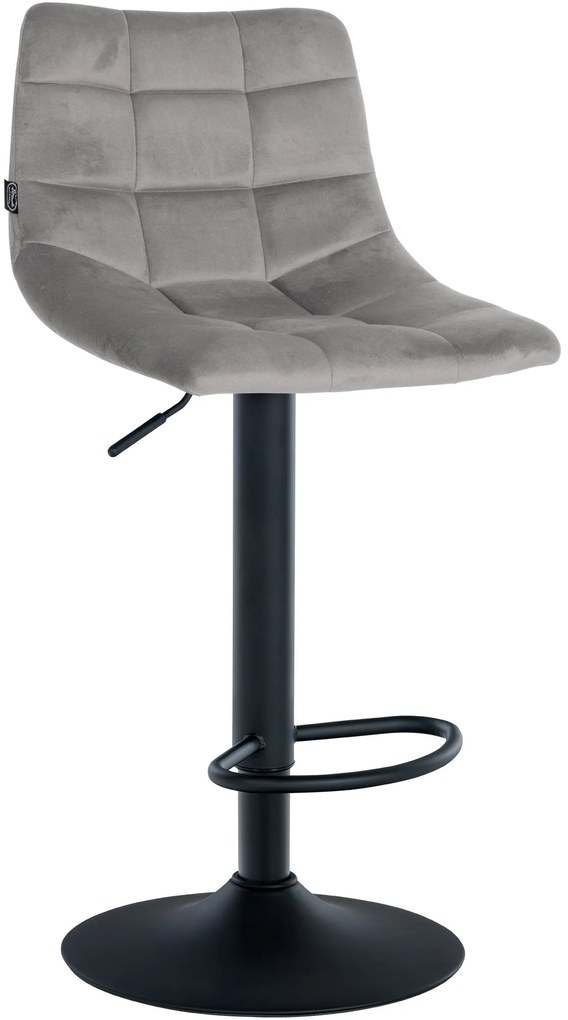 Conjunto de 2 bancos de bar Jerry em veludo com estrutura preta 87-108,5 x 43 x 46,5 cm Cinzento