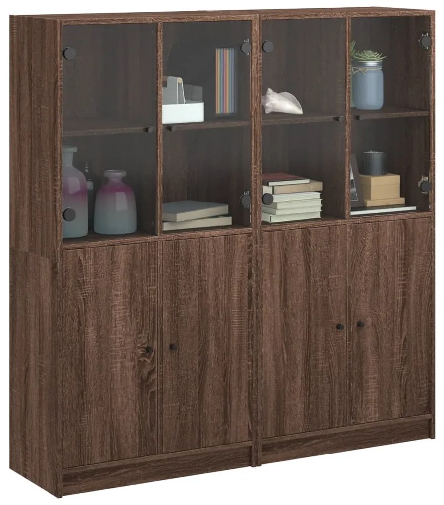 Estante c/ portas 136x37x142cm deriv. madeira carvalho castanho