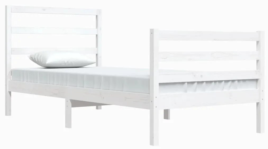 Estrutura de cama 90x200 cm pinho maciço branco