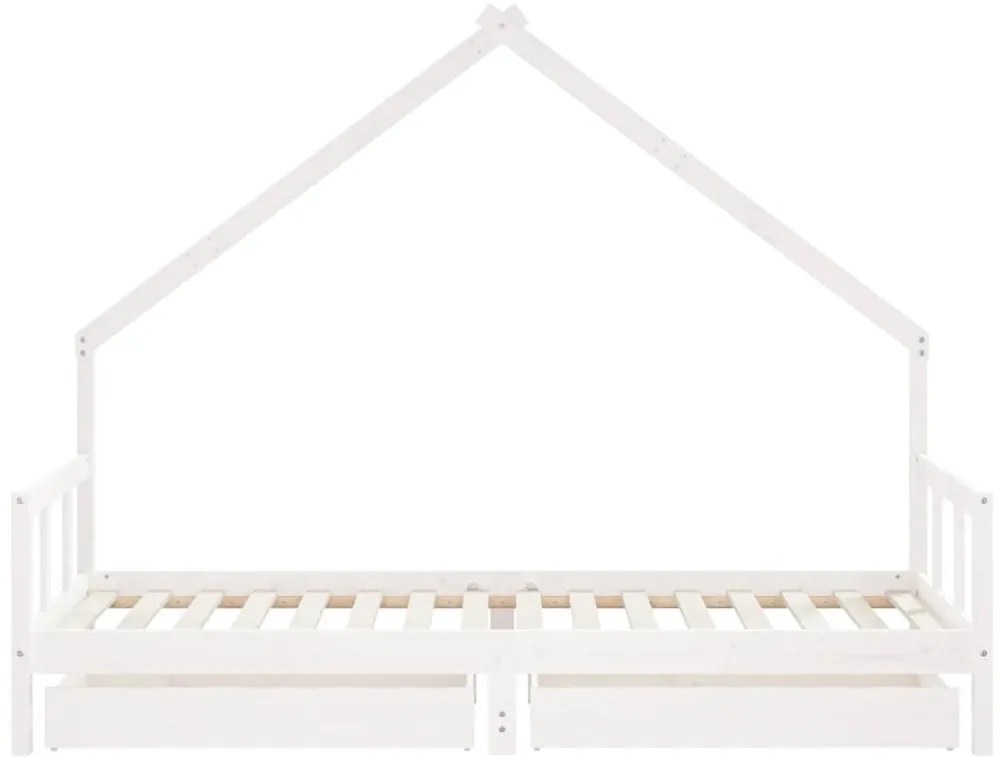Estrutura cama infantil c/ gavetas 90x200cm pinho maciço branco