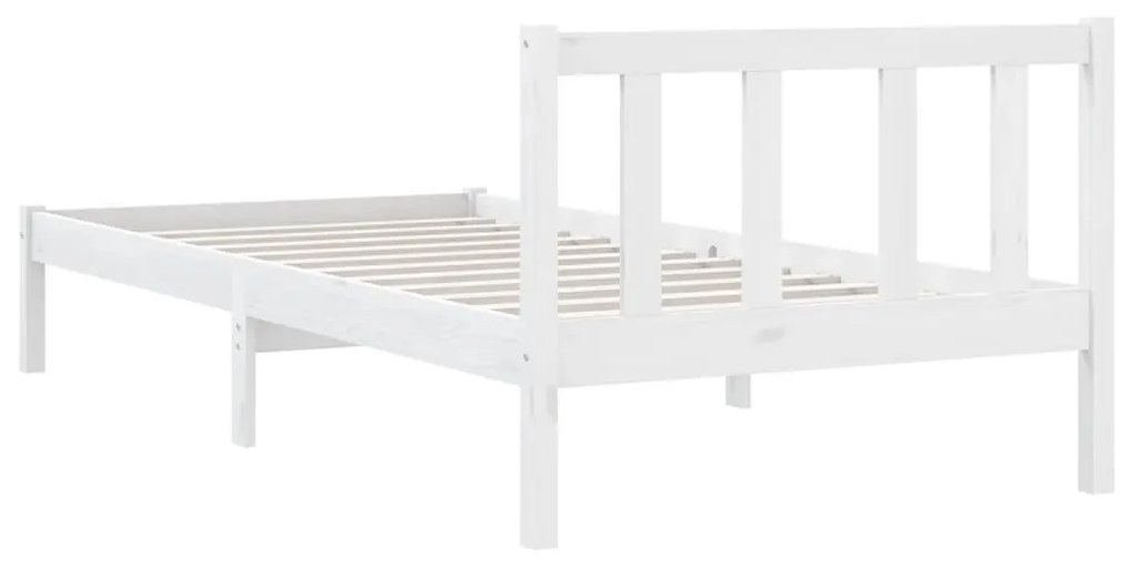 Estrutura de Cama Jane em Madeira de Pinho - 100x200 cm - Branco - Des