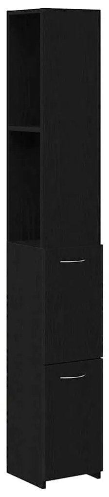 Armário de Casa de Banho vidaXL Preto Carvalho 25x25x170 cm Madeira de