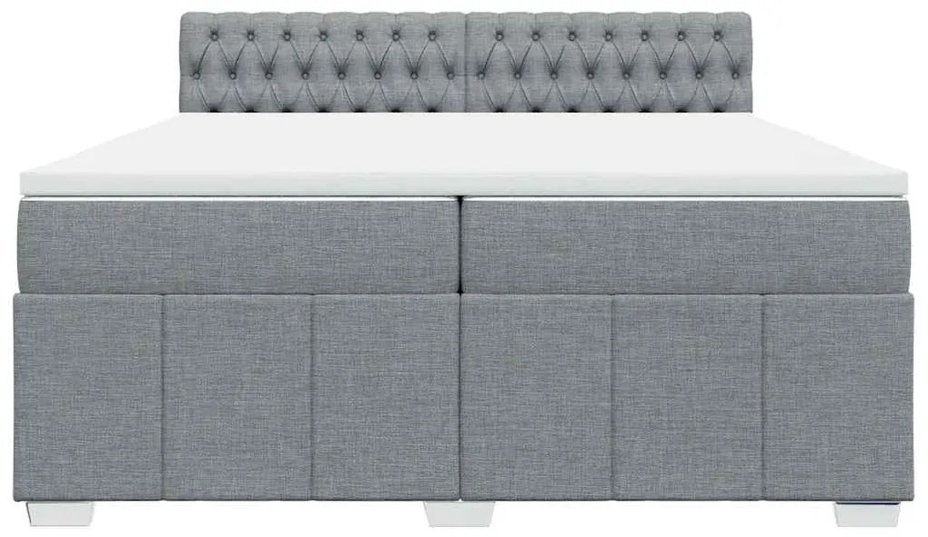 Cama com molas/colchão 200x200 cm tecido cinza-claro