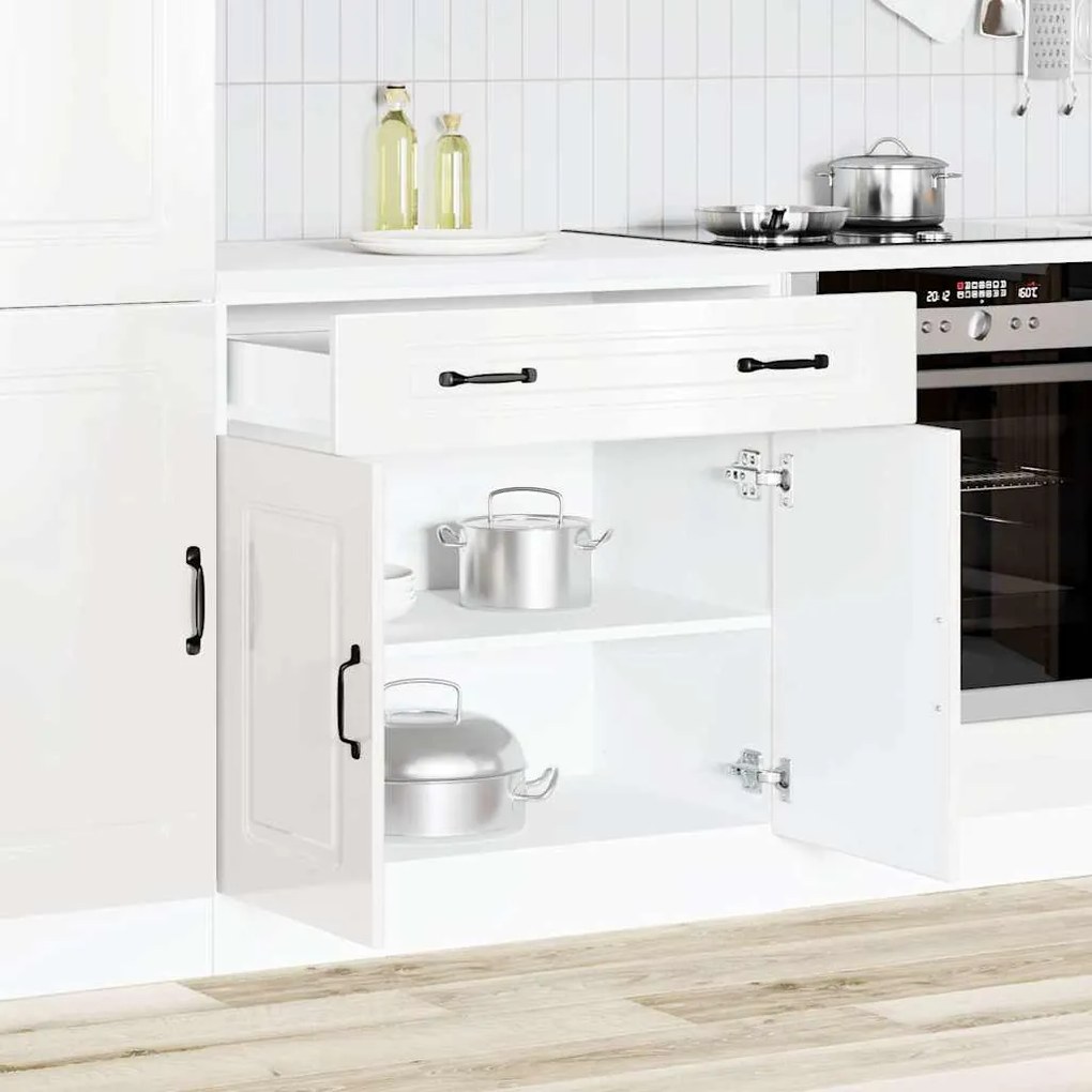 Armário de cozinha baixo Kalmar branco alto brilho