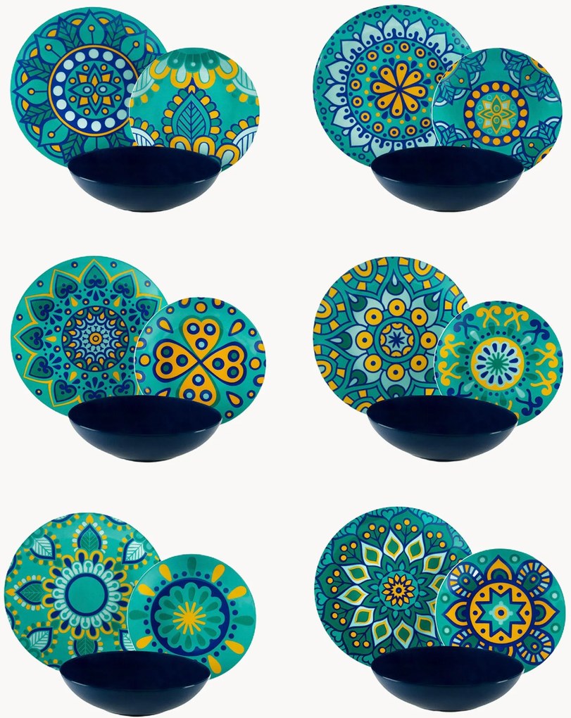 Conjunto de loiça Mandala Mediterraneo, 6 pessoas, conjunto de 18