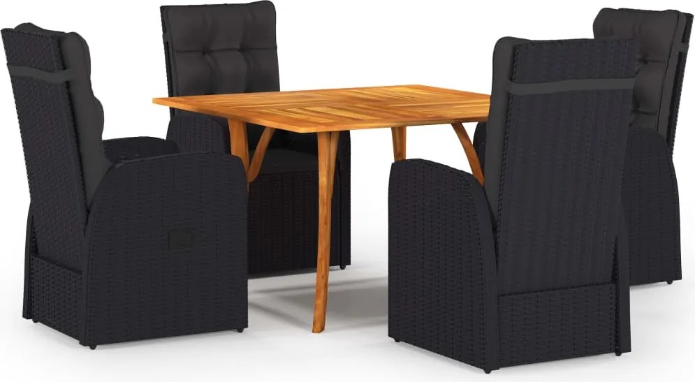 vidaXL 5 pcs conjunto de jantar para jardim preto