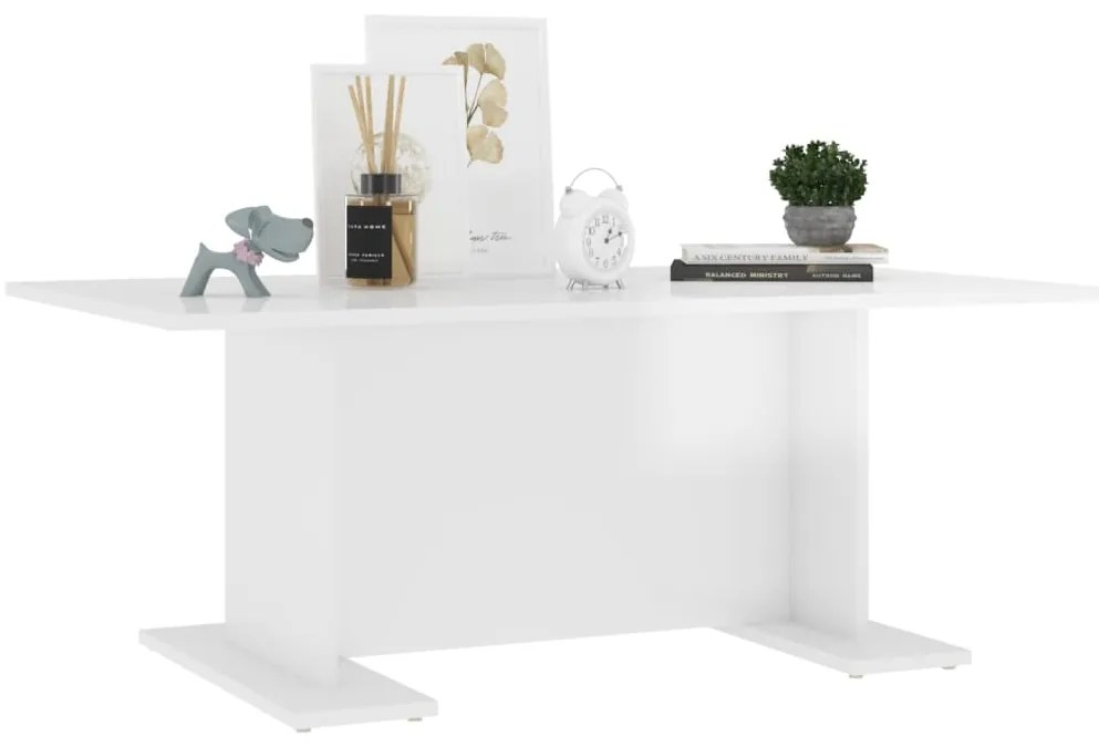 Mesa de centro 103,5x60x40 cm contraplacado branco brilhante