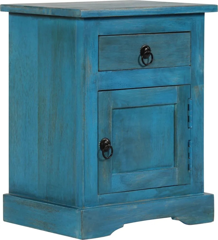 vidaXL Mesa de cabeceira madeira de mangueira maciça 40x30x50 cm azul