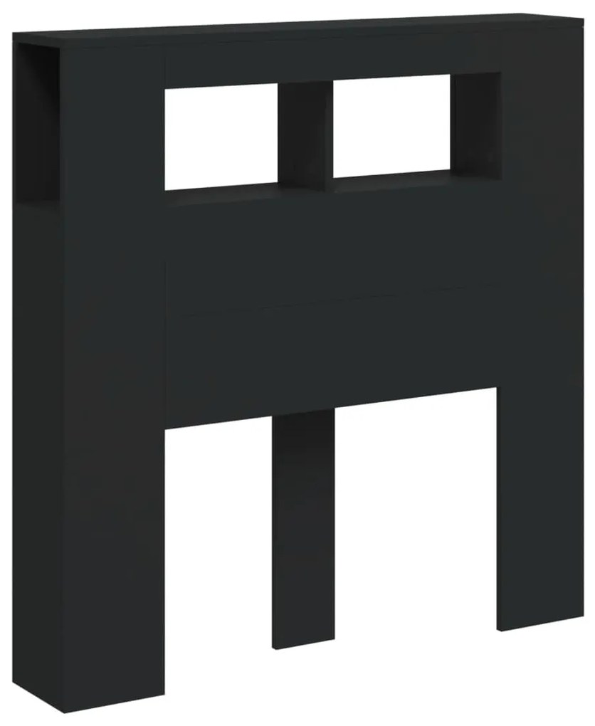 Cabeceira cama c/ LEDs 100x18,5x103,5 cm deriv. madeira preto