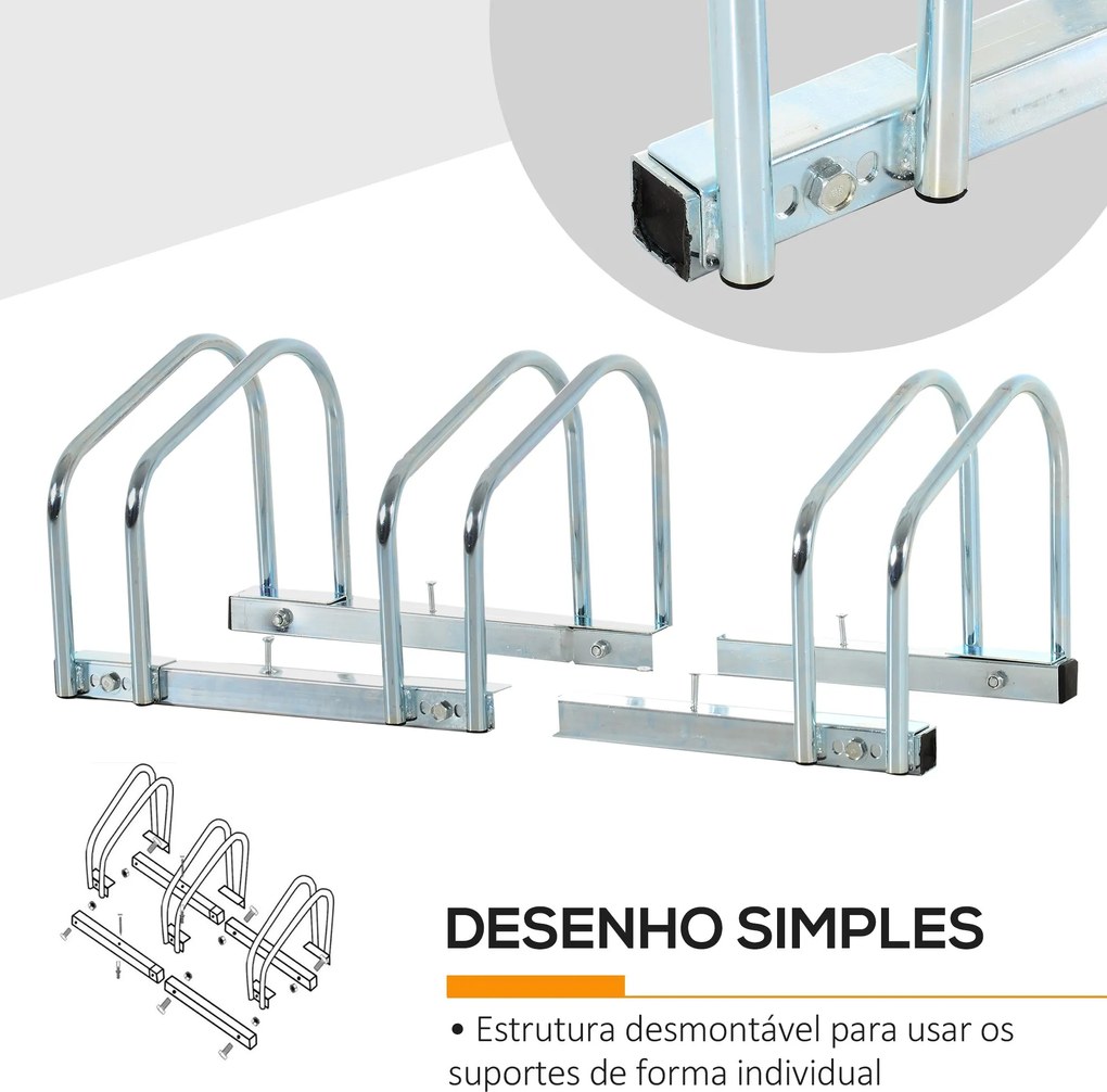 Estacionamento para 3 Bicicletas Suporte de Aço para Estacionar Bicicl