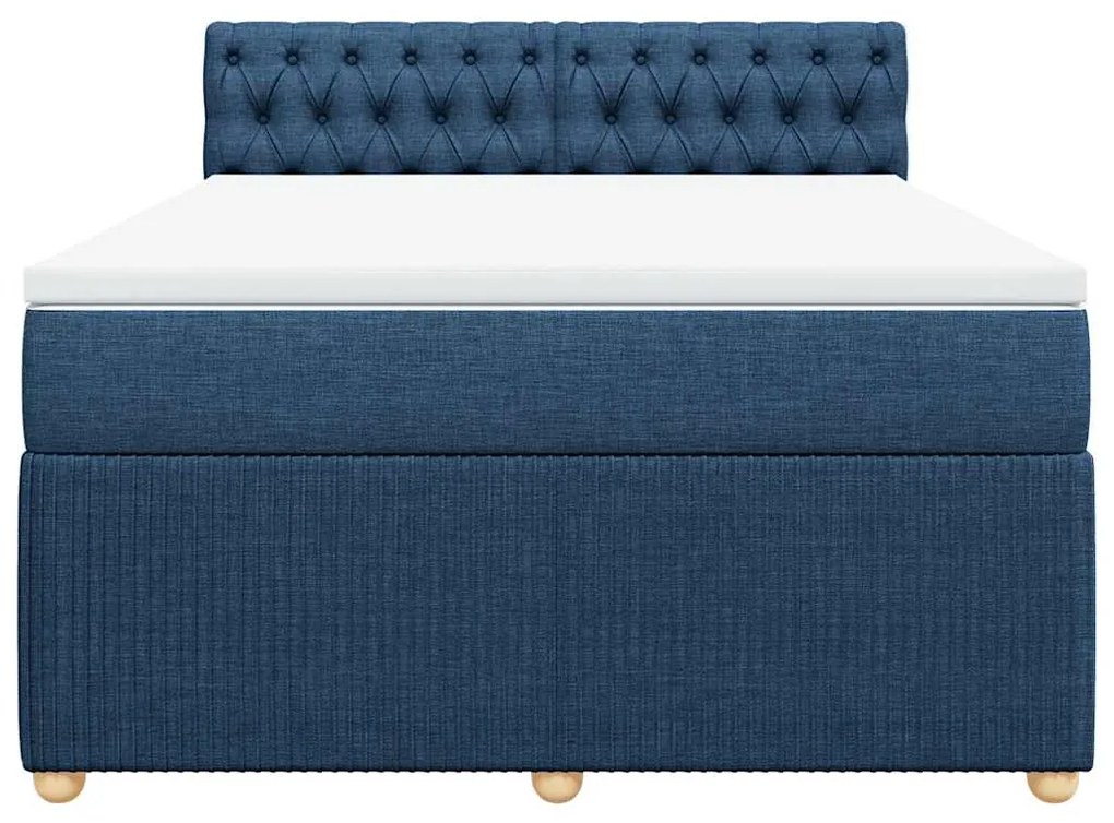 Cama com molas/colchão 140x200 cm tecido azul