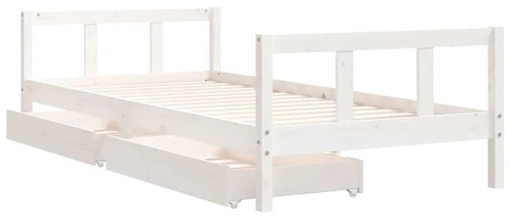 Estrutura cama infantil c/ gavetas 90x200cm pinho maciço branco