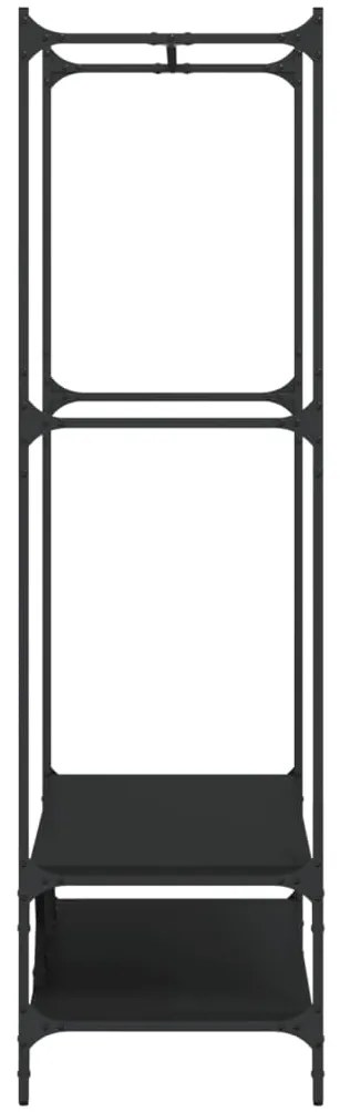 Suporte para roupas c/ prateleiras derivados de madeira preto