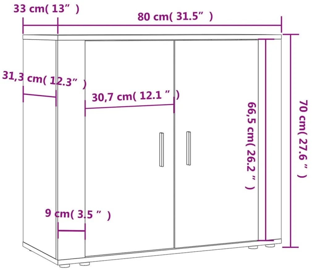 Aparador 80x33x70 cm derivados de madeira cinzento sonoma