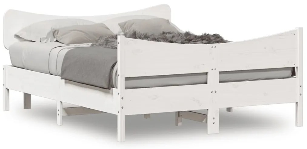 Cama sem colchão 135x190 cm madeira de pinho maciça branco