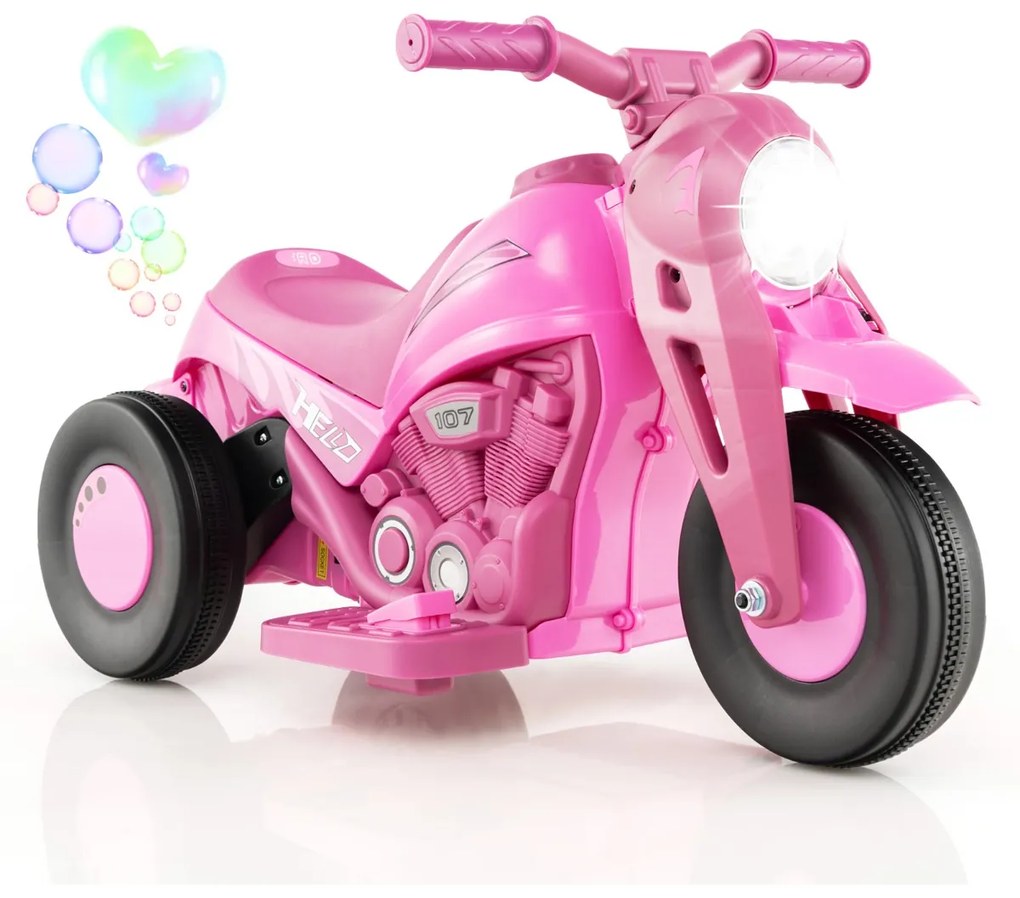 Mota elétrica infantil com farol LED Função Bolhas 30kg Rosa