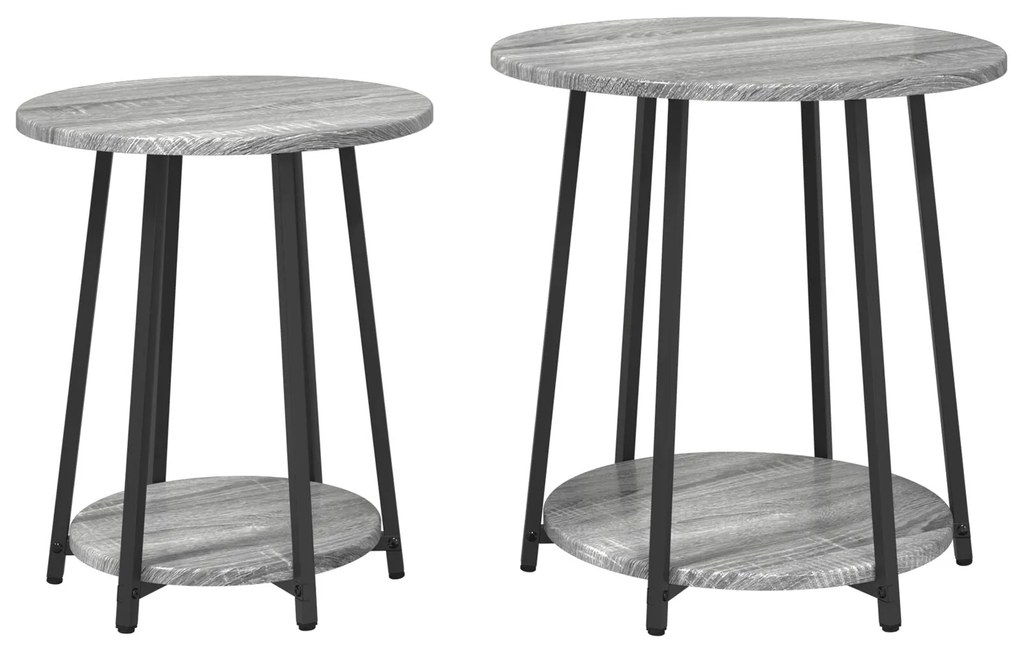 Conjunto de Mesas Laterais 2 pcs Cinza Sonoma em Madeira de Engenheira