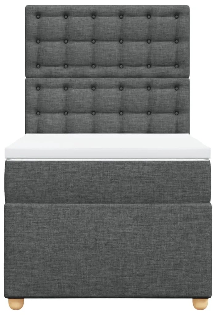 Cama com molas/colchão 90x190 cm tecido cinza-escuro