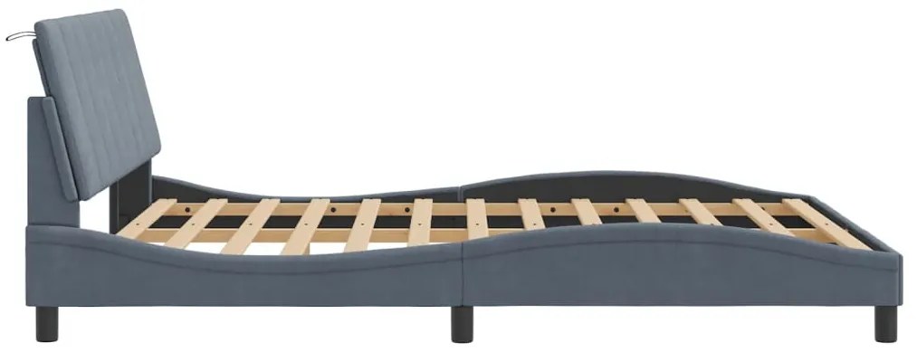 Estrutura de cama sem colchão 160x200 cm veludo cinzento-escuro