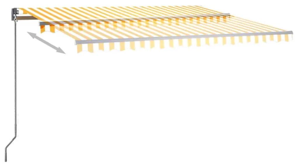 Toldo autom. LED e sensor de vento 400x300 cm amarelo/branco