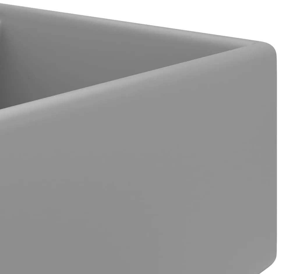 Lavatório luxuoso quadrado 41x41 cm cerâmica cinza-claro mate