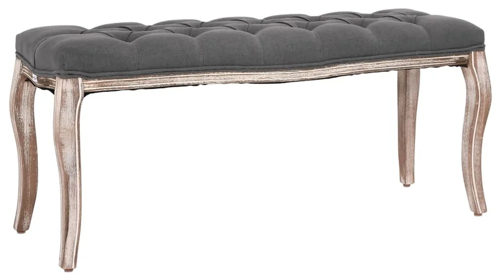 Banco em linho e madeira maciça 110x38x48 cm cinzento-escuro