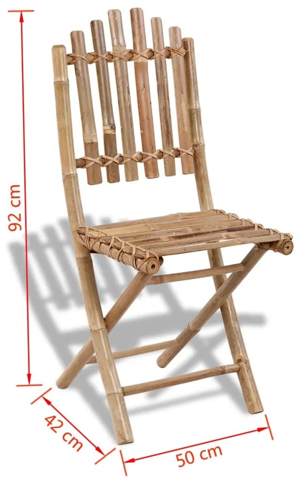 5 pcs conjunto de jantar dobrável p/ exterior bambu