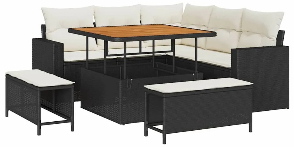Conjunto de Sofás de Jardim vidaXL de 8 Peças com Almofadas em Rattan