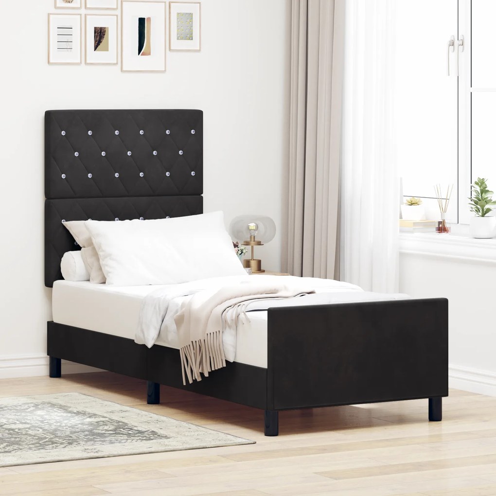 Cama vidaXL Preta 80x200 cm Veludo