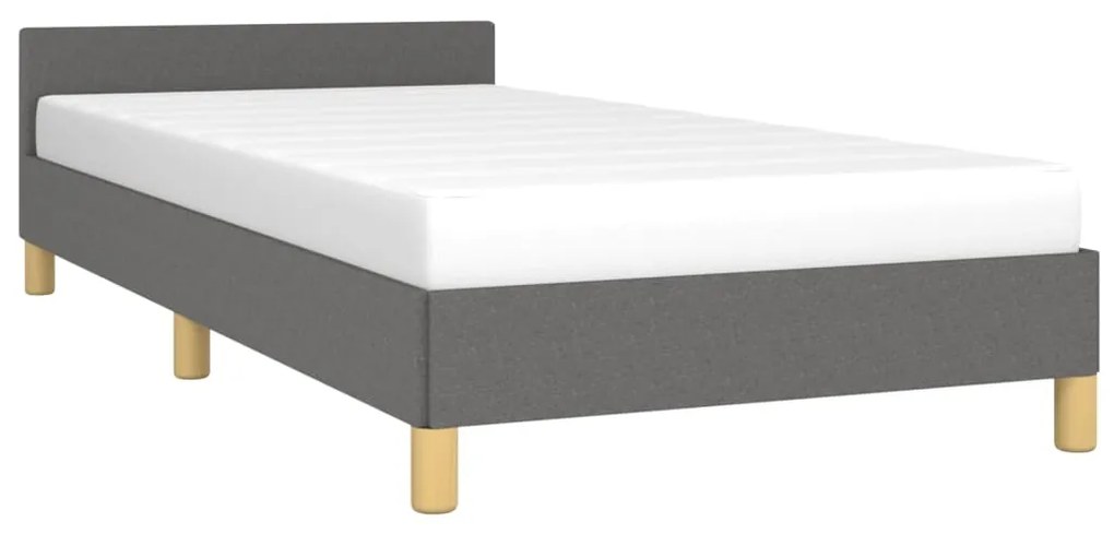 Estrutura de cama c/ cabeceira tecido 90x190 cm cinza-escuro