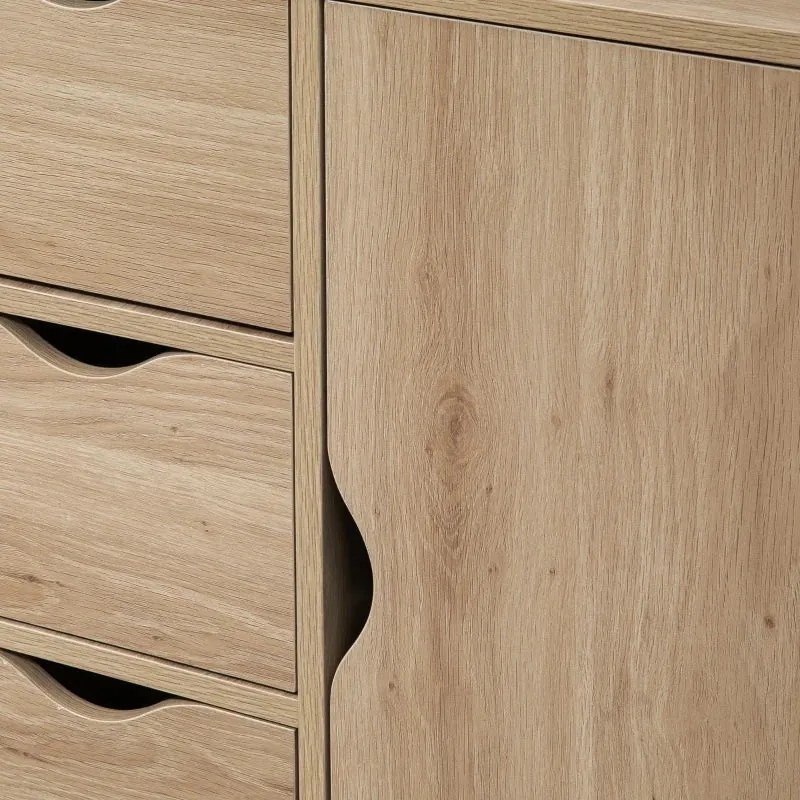 Aparador Ally - Cor Castanho - Com 4 Gavetas e 1 Porta - 54x29x83cm -