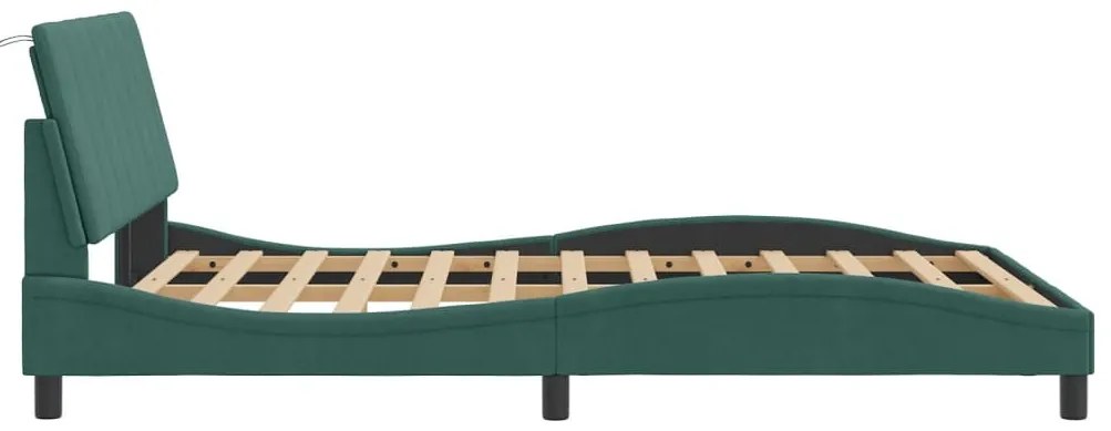Estrutura de cama sem colchão 140x200 cm veludo verde-escuro