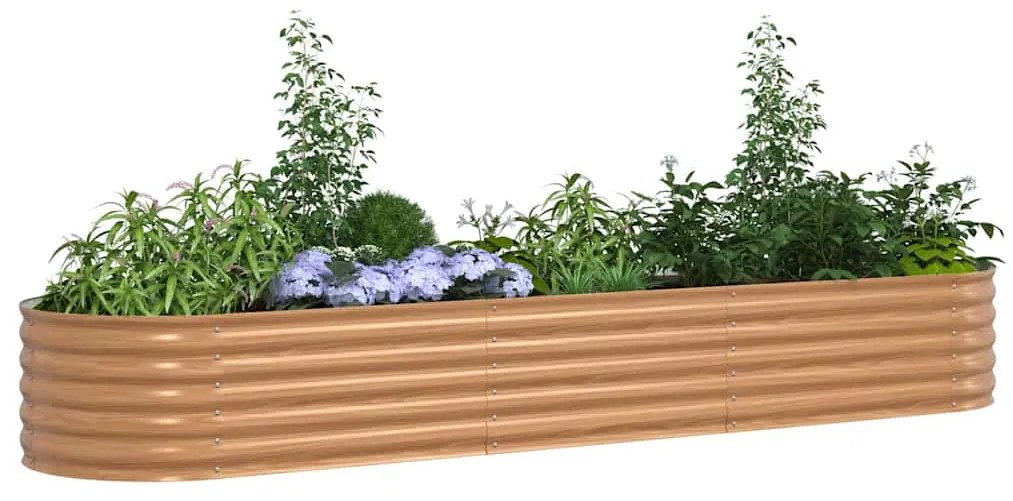 Cama de Jardim Elevada Castanha com Look de Madeira 320x80x44 cm Aço