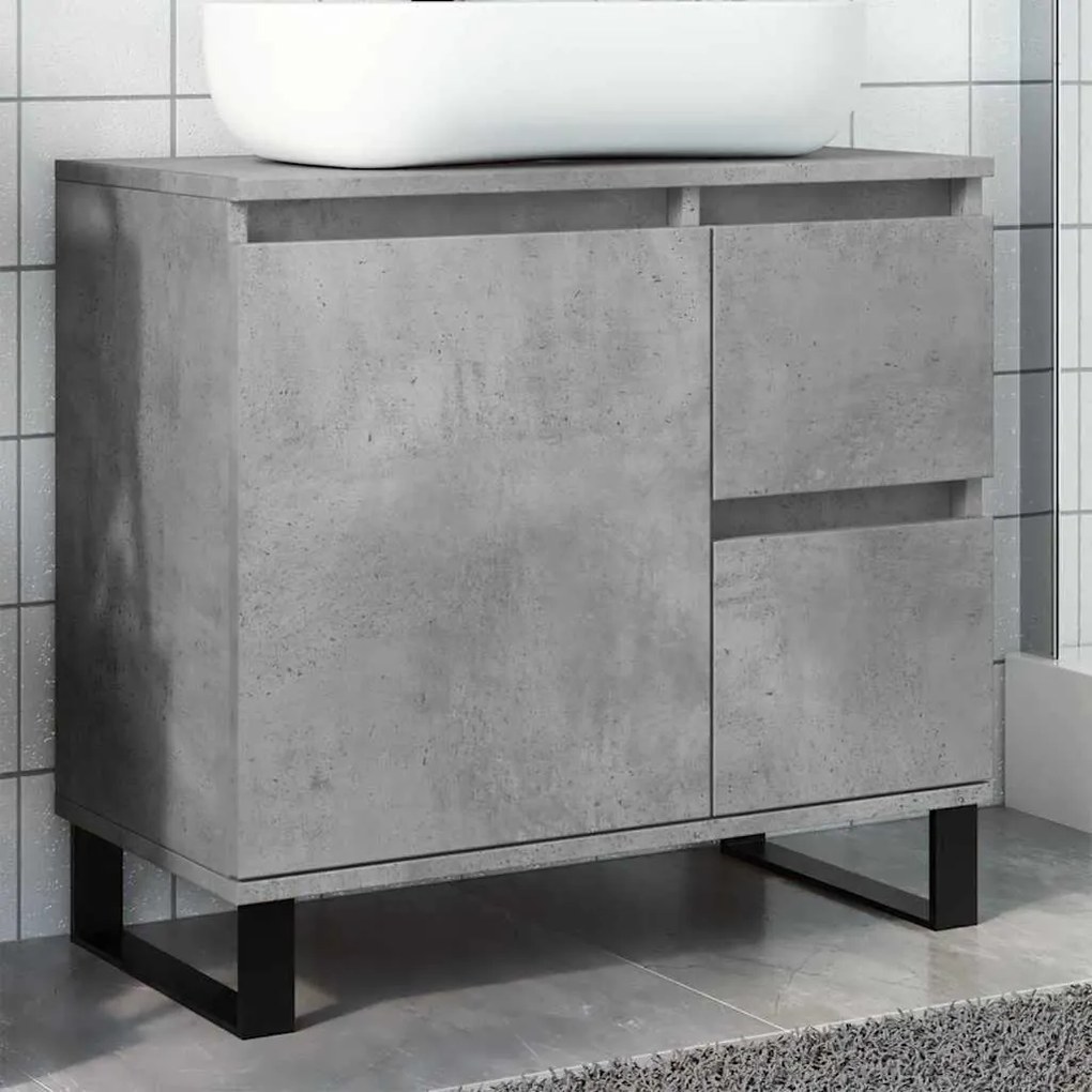 Armário lavatório WC 65x33x60cm deriv. madeira cinzento cimento