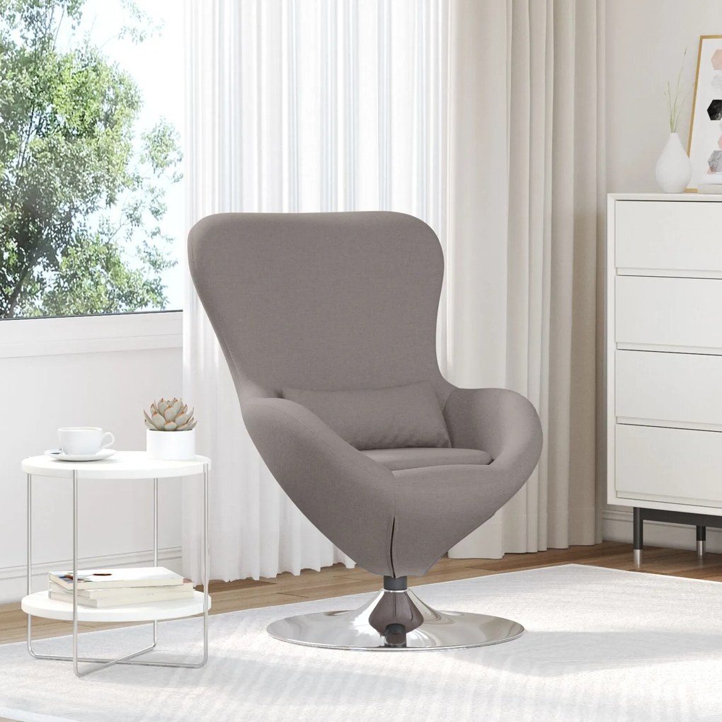 Cadeira de Ovo vidaXL em Tecido Taupe
