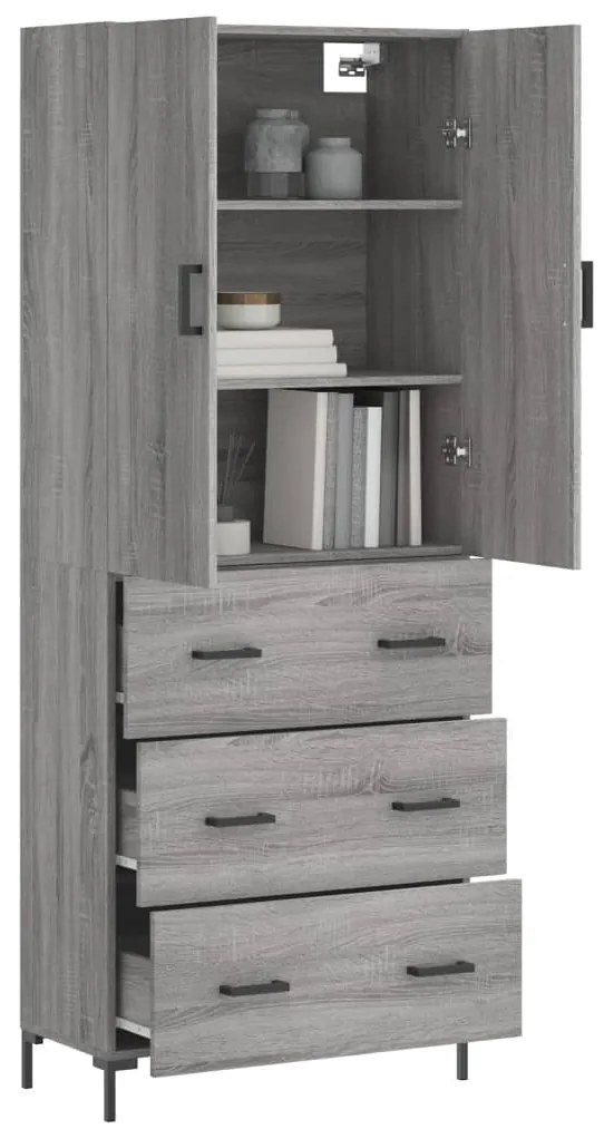 Armário alto 69,5x34x180 cm derivados de madeira sonoma cinza
