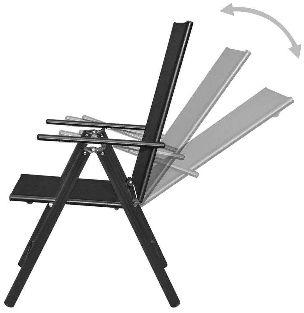 Cadeiras de jardim dobráveis 4 pcs alumínio e textilene preto