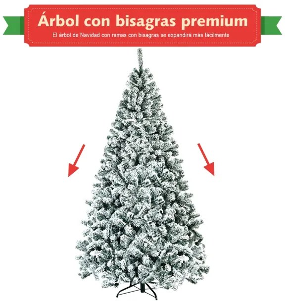 Árvore de Natal efeito neve não iluminada de 2,25 m com dobradiças e decoração de base de metal para escritório Casa Verve
