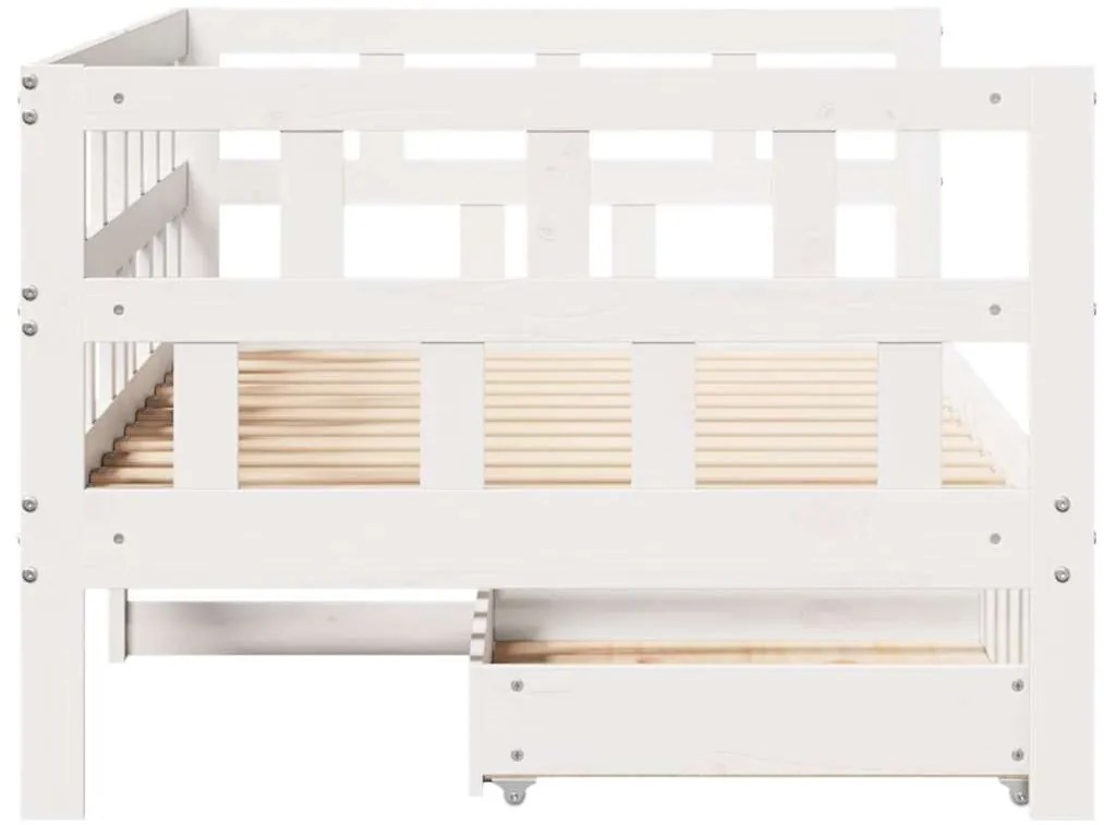 Sofá-cama c/ gavetas 90x190 cm madeira de pinho maciça branco