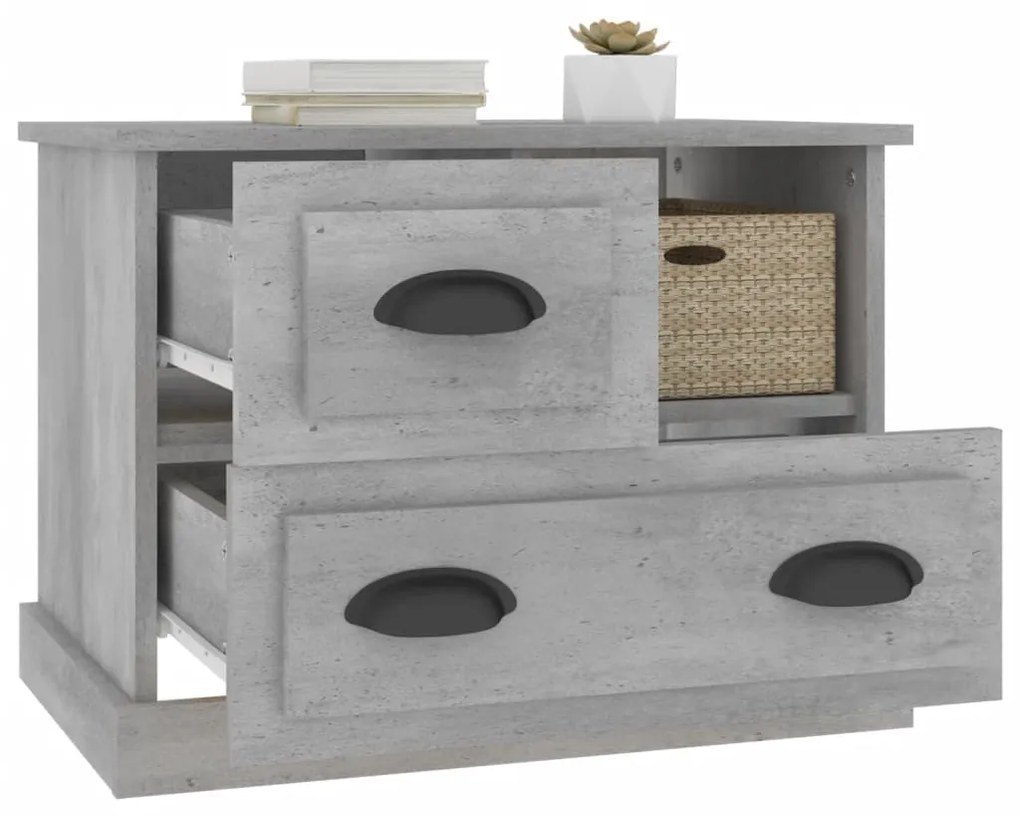 Mesa de cabeceira 60x39x45 cm cinzento cimento