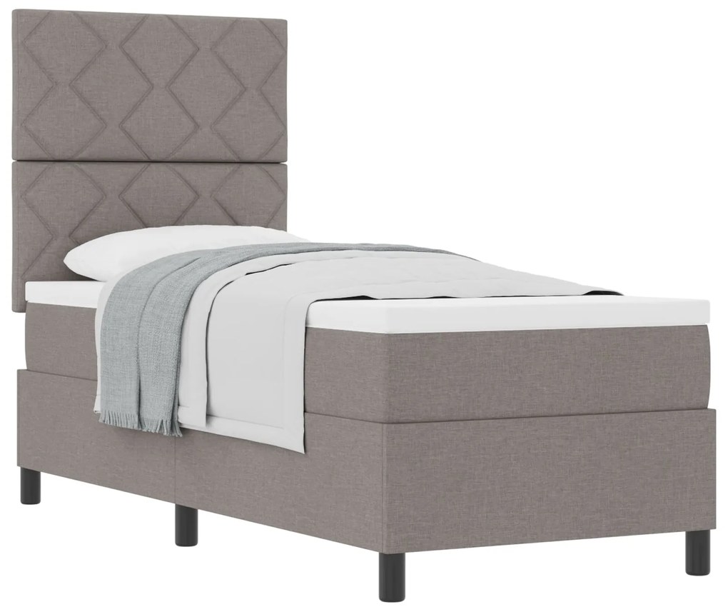 Cama Box Spring com Colchão Taupe 80x200 cm Tecido