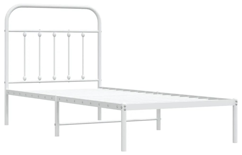 Estrutura de cama com cabeceira 90x200 cm metal branco