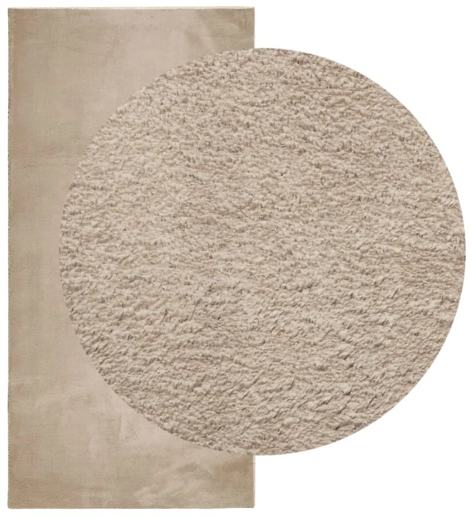 Tapete pelo curto macio e lavável HUARTE 100x200 cm cor areia