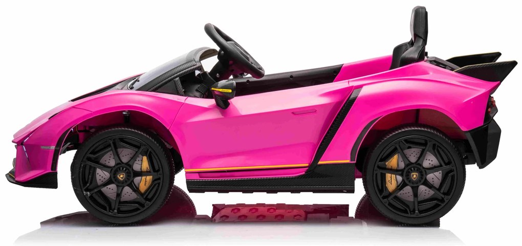 Carro elétrico para Crianças 12V 4x4 Lamborghini Invencible, Rodas Espuma EVA, Assento couro ecológico Rosa